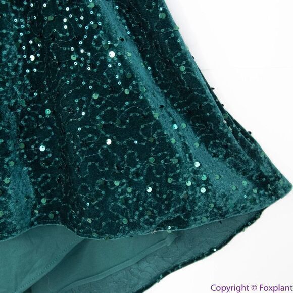 NEW MORGAN & CO‎ Green Sequined Hi-lo Velvet Fit + Flare Dress , 18W - Picture 11 of 16